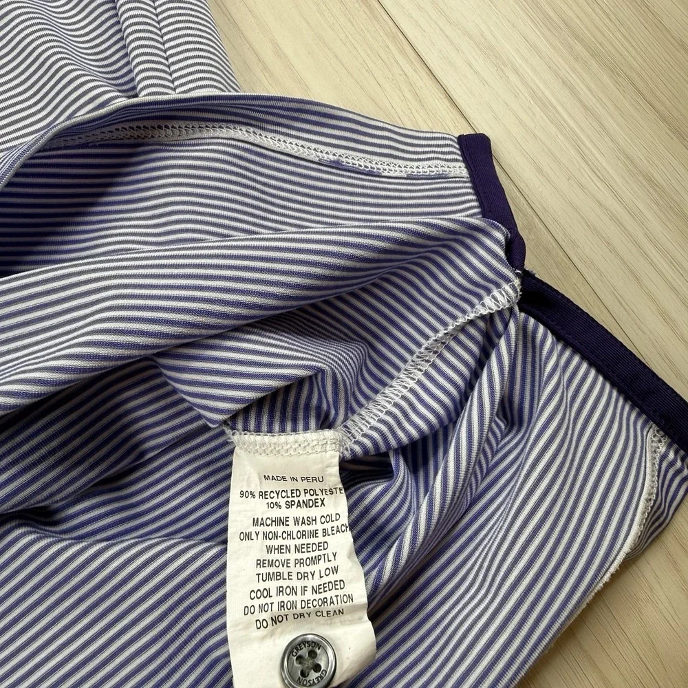 Myopia Hunt Club Greyson Golf Polo Shirt Purple White Stripe Men XXL Performance